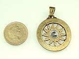 30mm Antique BRONZE metal pendant with CLEAR crystal