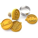 Silicandy Cookie Stamp Molds - 4/6 Set - Great for Activities with Kids - Themes are Get Well Soon / Royal Princess / Social Media Tween / Spread the Love - Silicone Kit for Homemade Cookies [Orange]