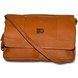 NHL Philadelphia Flyers Tan Leather Laptop Messenger Bag
