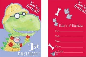 Dinomite 1st Birthday Invitations (8 count)