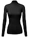 FPT Womens Basic Cotton Spandex Ribbed Long Sleeve Turtleneck Top (S-3XL)