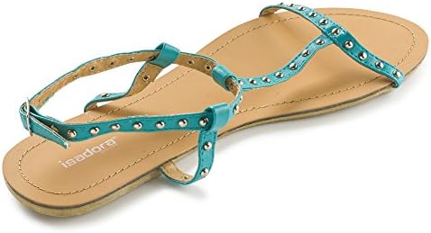 ISADORA Studded Strappy Flat Sandal Flipflops (8, Aqua Blue)