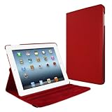 MiniSuit 360 Rotating Leather Case, Cover, and Stand for The New iPad 3, 3rd Gen, iPad 2 (Red) LCD Cleaner Included