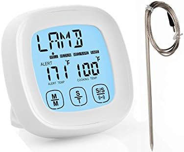 Best Digital Oven Meat Thermometer | Stainless Steel Probe - Instant Read | Kitchen TIMER | Pot Cooking, Microwave, Baking