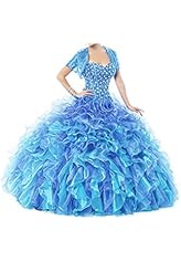  Lace-Up   Natural   Waistline Organza  Ball Gown Quinceanera Dress  With Rhinestones and Ruffles