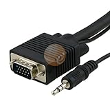 Black VGA Monitor extension Cable w/3.5mm Audio 15 pin Male / Male (10FT /3 M) for Sony PS3