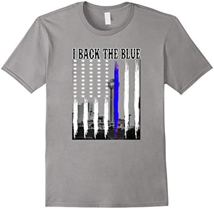 Men's I Back the Blue Dallas City Skyline Honorary T-shirts 3 Medium Slate