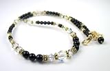 2 Piece Necklace and Earrings Set: April Crystal Swarovski Crystal Birthstone Beaded Necklaces with Black Pearls by Gemstone Gifts Handmade Jewelry