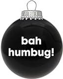 October Hill Santa Balls Glass Christmas Ornament with Saying Bah Humbug, Black