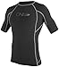 ONeill Wetsuits Basic Skins Short Sleeve Crew Black with Gray Sripes - X-Large