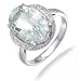 10x14MM Green Amethyst Ring In Sterling Silver 6 CT (Available In Sizes 5-9)
