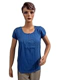 Womens Boho Designer Blue Tunic Top Summer Cotton Blouse Small Size