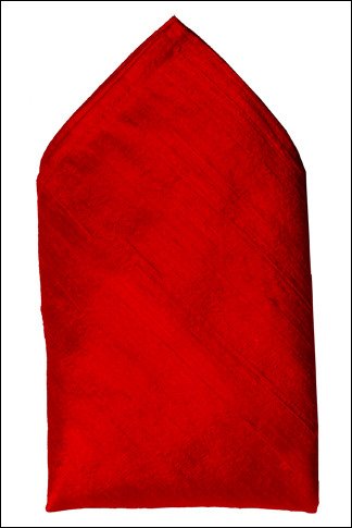 Bright Red Dupioni Silk Handkerchief