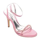 Rhinestone Ankle Strap Evening Heel Sandals Pink 4-10