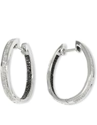 Diamond and Black Diamond Inside Out Hoop Earrings 1/2ctw