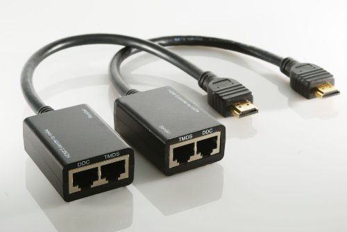 HDMI Extender over Cat5e or Cat6 Cables - Up To 30 Meters (98 Feet) - Fixed 10" HDMI Cables ARE Included - Cat5e or Cat6 Cables NOT Included