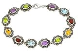 10 3/4 Carat Multi-Gemstone Sterling Silver Bracelet w/ Lobster Clasp