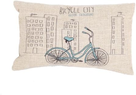 Uniquely Cushion Cover Lumbar Pillowcase Linen Rectangle Decorative 30 x 50 Cartoon Bicycle City