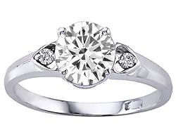 1.29 cttw Zoe R(tm) Genuine White Topaz and Genuine Diamonds set in 14k Gold Engagement Ring