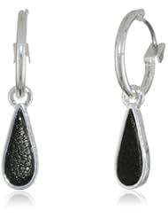 Nine West "Dewdrops" Silver-Tone and Black Leather Teardrop Earrings