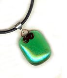 Baerreis - Lustrous Fused Glass Pendant - Hand Wrought Copper Wire - 17 inch cord
