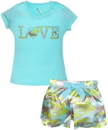 Star Ride Kids Big Girls 2-Piece Sleep Short Set (10/12, Blue)