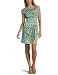 Mac & Jac Women's Pleated Shoulder Leopard Printed Dress,Bright Blue Multi,X-Large