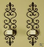 Tuscan Wrought Iron Fleur De Lis Candle Wall Sconce