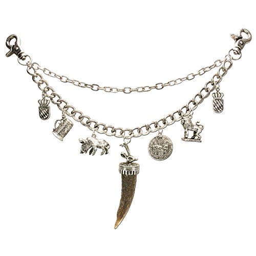 Bavarian Charivari Necklace Horn (silver coloured) Traditional German