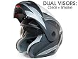 DOT APPROVED - MOTORCYCLE FLIP UP MODULAR HELMET DUAL VISOR (CLEAR & SMOKE) TRIBAL MATTE FLAT BLACK SPORT STREET BIKE CRUISER SNOWMOBILE HELMET - LARGE