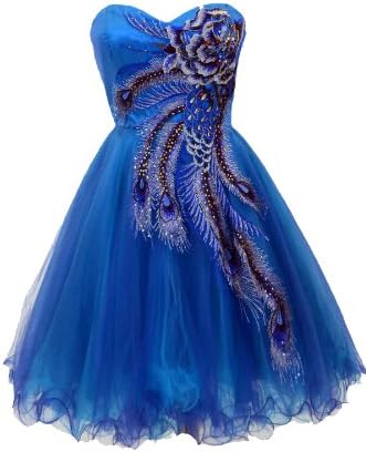 Azaria Stlyle 60065 Metallic Strapless Peacock Homecoming Cocktail Dress