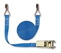 Braun Spanngurt 800 daN, zweiteilig, Farbe blau, 6 m L&auml;nge, 25 mm Bandbreite, mit Ratsche und Karabinerhaken