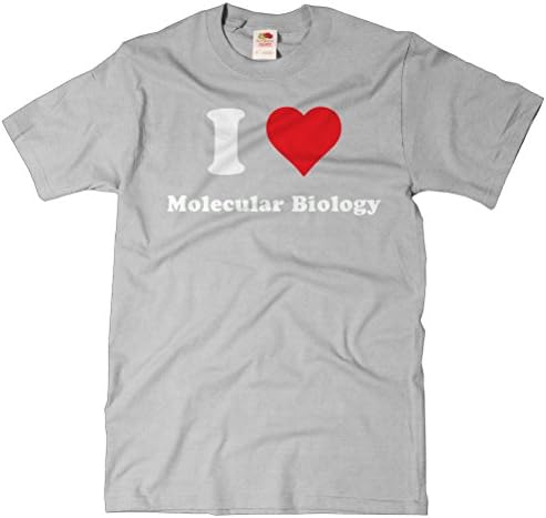 ShirtScope Adult I Heart Molecular Biology T-shirt - I Love Molecular Biology Tee Medium Heather Grey