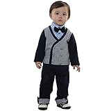 (カエナリエ)Ｋａｅｎａｒｉｅ 男の子 ベビー フォーマル 4点セット　スウェット　セットアップ チェック シャツ 蝶ネクタイ スーツ　結婚式　発表会 セレモニー 服 (80)