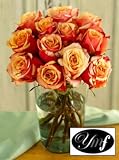 Griffin Rose Bouquet, Eco-Friendly - Veriflora Certified, Orange and Yellow Rose Bouquet