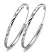 925 Sterling Silver Hoop Earrings, Gintan Silver Earrings Hoops 3mm Wide Diamond Cut Hoop Earrings Large Hoop Earrings Silver Endless Hoop Earrings for Women 30/40/50/60mm