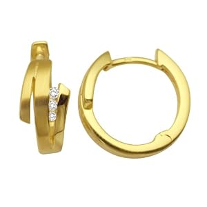 Miore - MM9027E - Boucles d'Oreilles Créoles Femme - Or jaune 375/1000 (9 carats) 3 Gr - Diamant 0.06 cts