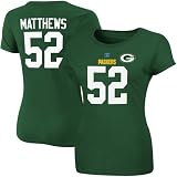 NFL Green Bay Packers Clay Matthews #52 Fair Catch IV Ladies Player T-Shirt - Green (Medium)