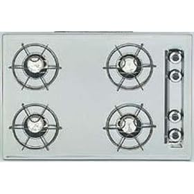 Summit : ZTL05 30in Gas Cooktop with 4 Open Burners and Pilot Ignition: Brushed Chrome
