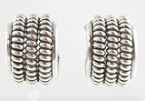 Wide Sterling Silver Twisted Hoop Earrings, #2158