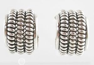 Wide Sterling Silver Twisted Hoop Earrings, #2158