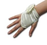 SALE Shiny Stretch Satin Spandex Fingerless Mitt Glove with Flower