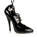 6 Inch Womens Sexy High Heel Shoe With Lace-Up D-Ring And Ribbon Lace Black Patent