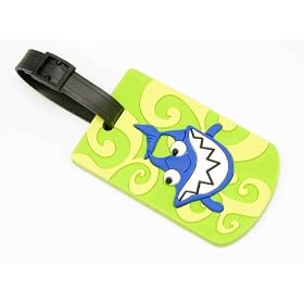 Travel Accessory Personalized Rubber Luggage Tag Green Shark