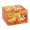 Sony 5 Pack 60 min DVM Premium with Free Head Cleaner
