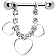 Crystalline Gem Hollow Heart Nipple Ring