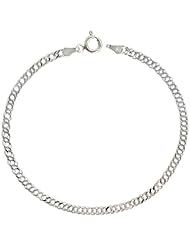 Sterling Silver Italian Flat Double Curb Chain Thin 3 mm Nickel Free, Sizes 7 - 30 inch