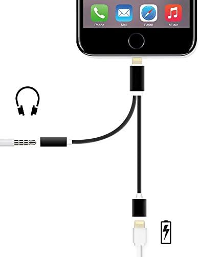 2 in 1 Lightning Adapter for iPhone 7, Charger and 3.5mm Earphone Jack Cable Adapter (No Music Control) for the iPhone 7 7 Plus 6S 6 iPod iPad+Gift iPhone Case