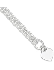 Sterling Silver Engravable Heart Disc on Fancy Link Toggle Necklace