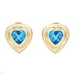 Heart Earrings With 3.90ctw Genuine Topazes in 14K Yellow Gold. Total item weight 6.7g Length 15mm